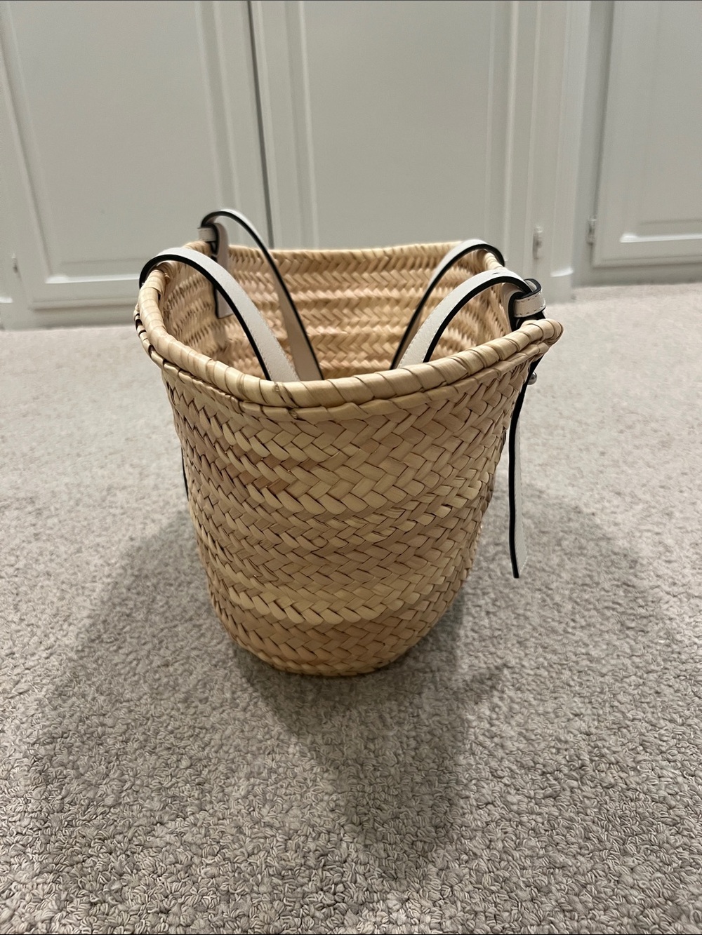 Loewe Natural Straw Tote with White Leather Trim - Picture 7 of 9